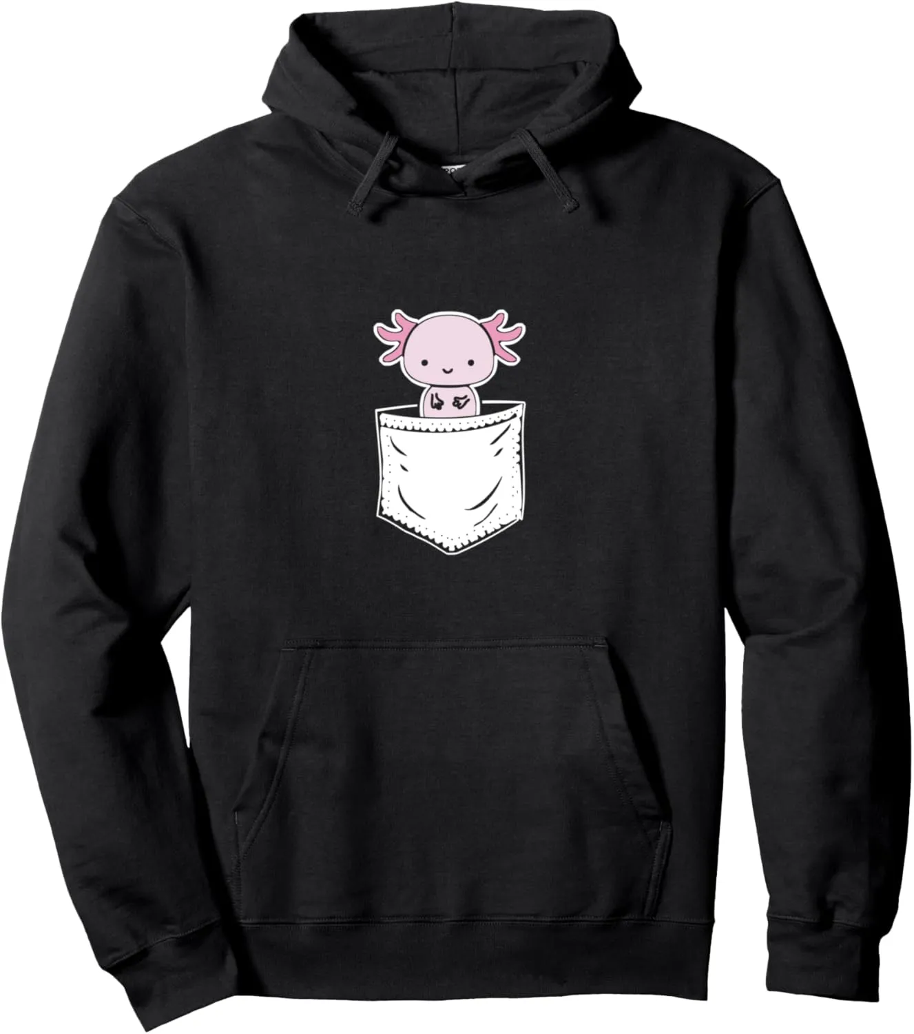 Axolotl Inside Pocket Watching You, Walking Fish Axolotl Pullover Hoodie