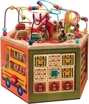 B. toys- Youniversity- Wooden Activity Cube – Developmental Learning Center – Toys for Toddlers, Kids – Alphabet, Numbers, Shapes – 12 Months  