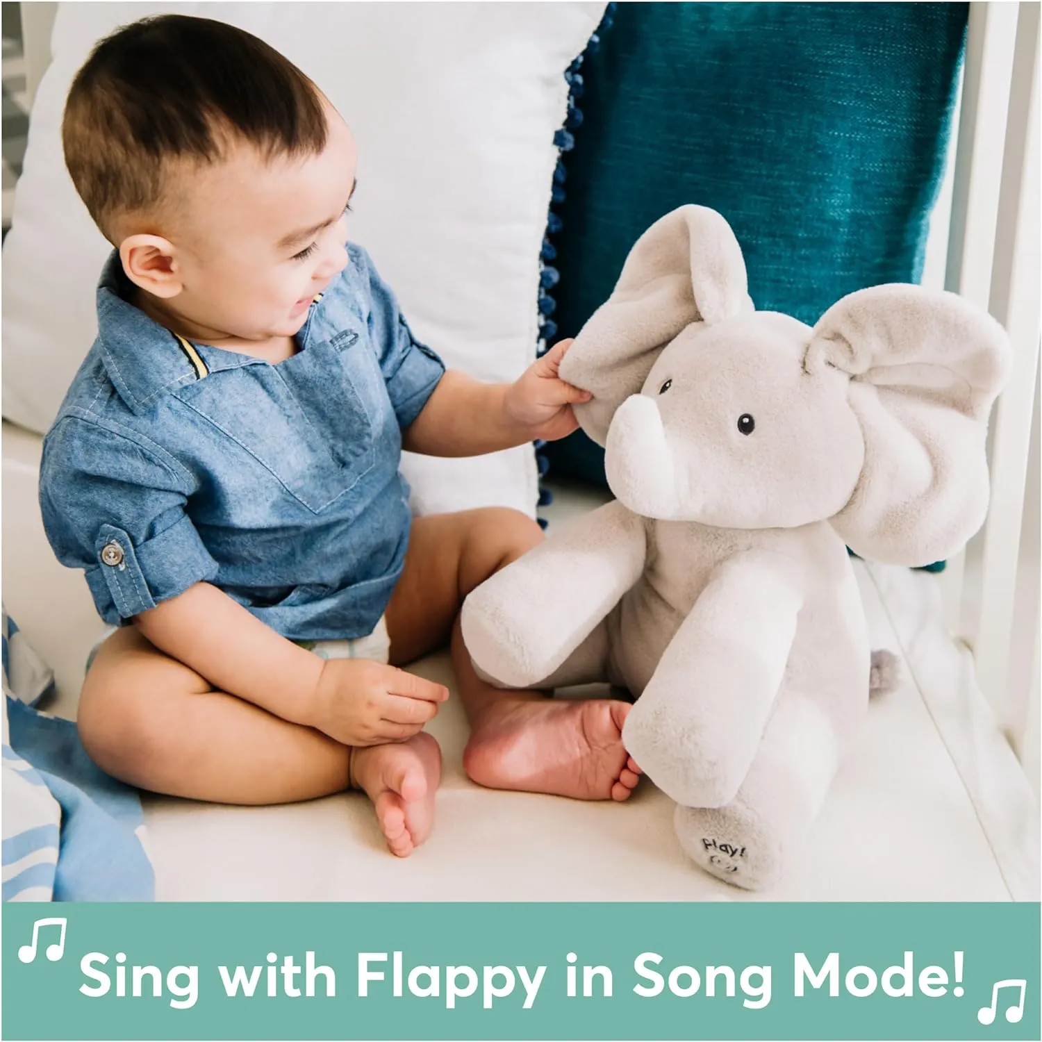 Baby GUND Animated Flappy the Elephant Plush, Singing Stuffed Animal Baby Toy for Ages 0 and Up, Gray, 12"