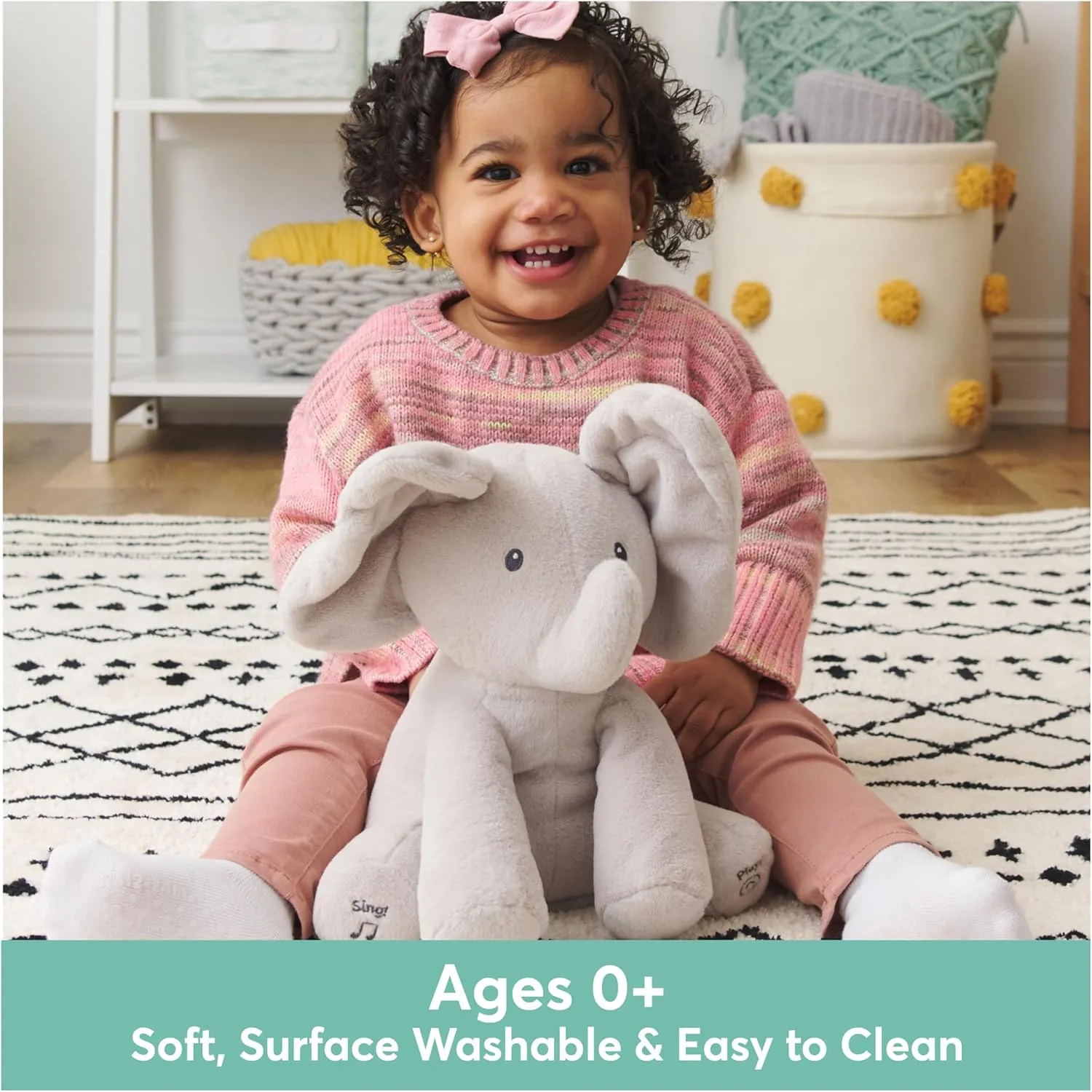 Baby GUND Animated Flappy the Elephant Plush, Singing Stuffed Animal Baby Toy for Ages 0 and Up, Gray, 12"