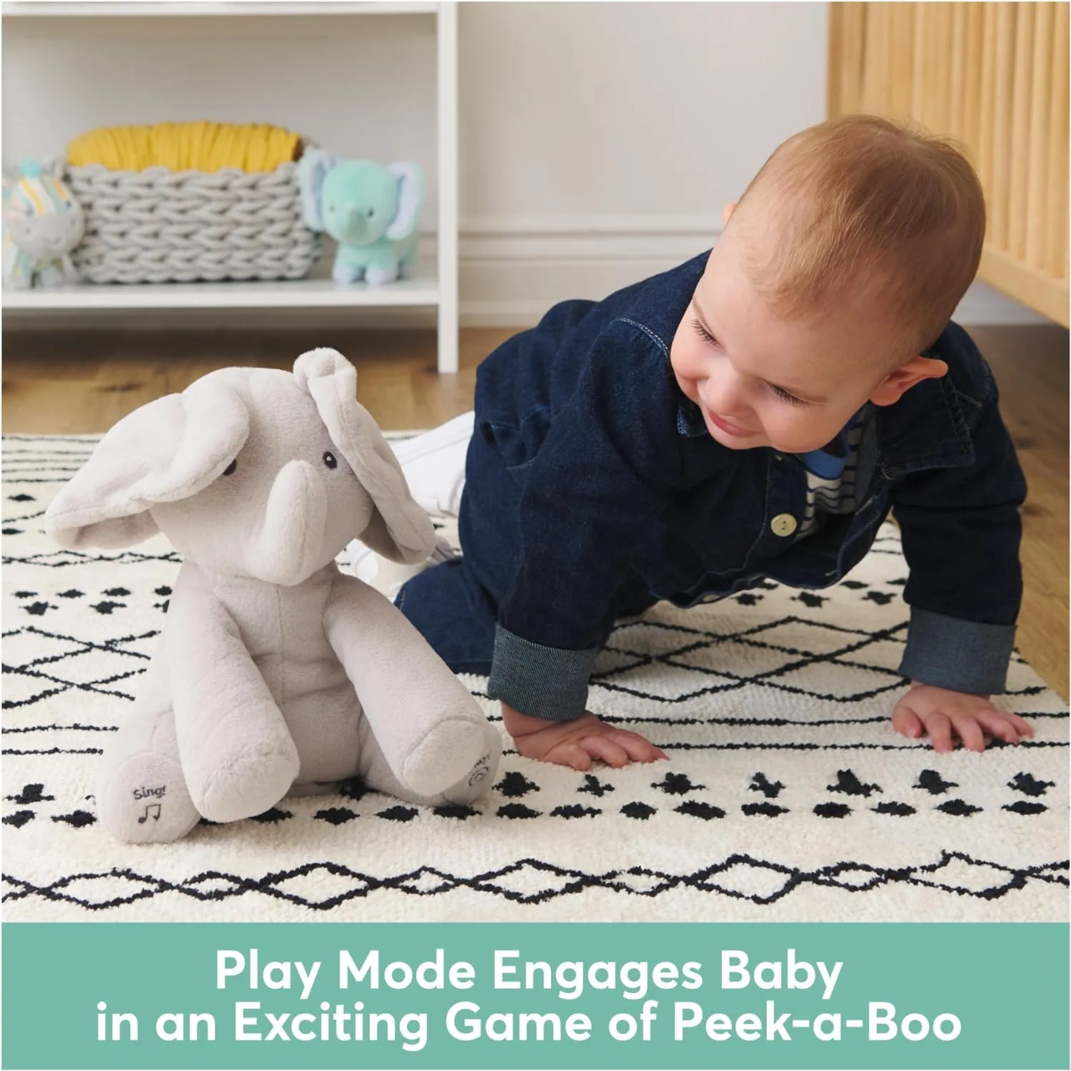 Baby GUND Animated Flappy the Elephant Plush, Singing Stuffed Animal Baby Toy for Ages 0 and Up, Gray, 12"
