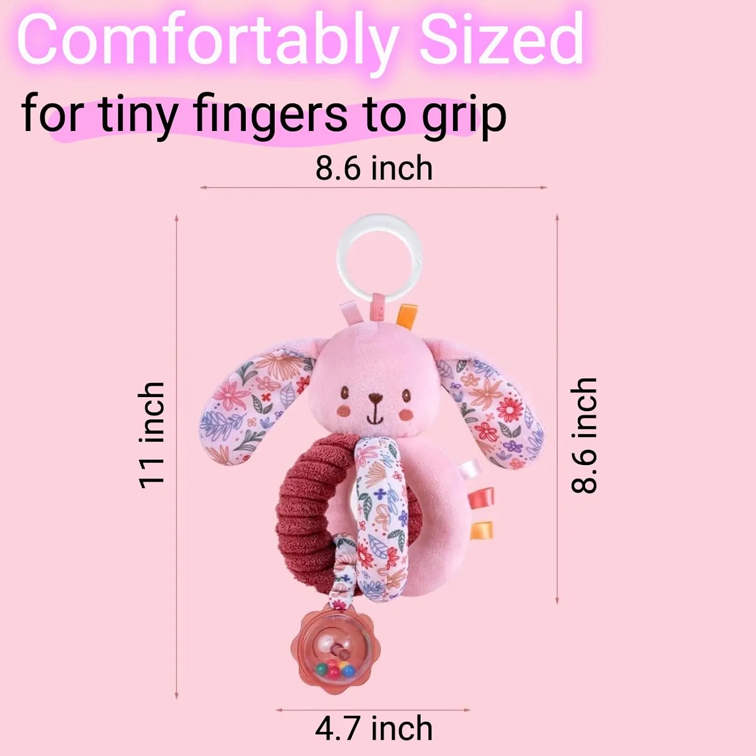 Baby Stroller Hanging Car Seat Toys for Infants 0-6 Months Girl Boy 3-4-5-6-12-18 Month Newborn Shower Gifts, Carseat Activity Sensory Toy for Babies Play Gym Travel Rattle, Crinkle, Squeaky