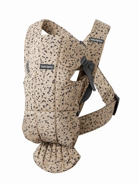 Baby Carrier Mini, Woven, Beige/Dark Gray Print | Newborn Carrier (7-25 lbs), Ergonomic, Easy-to-Use