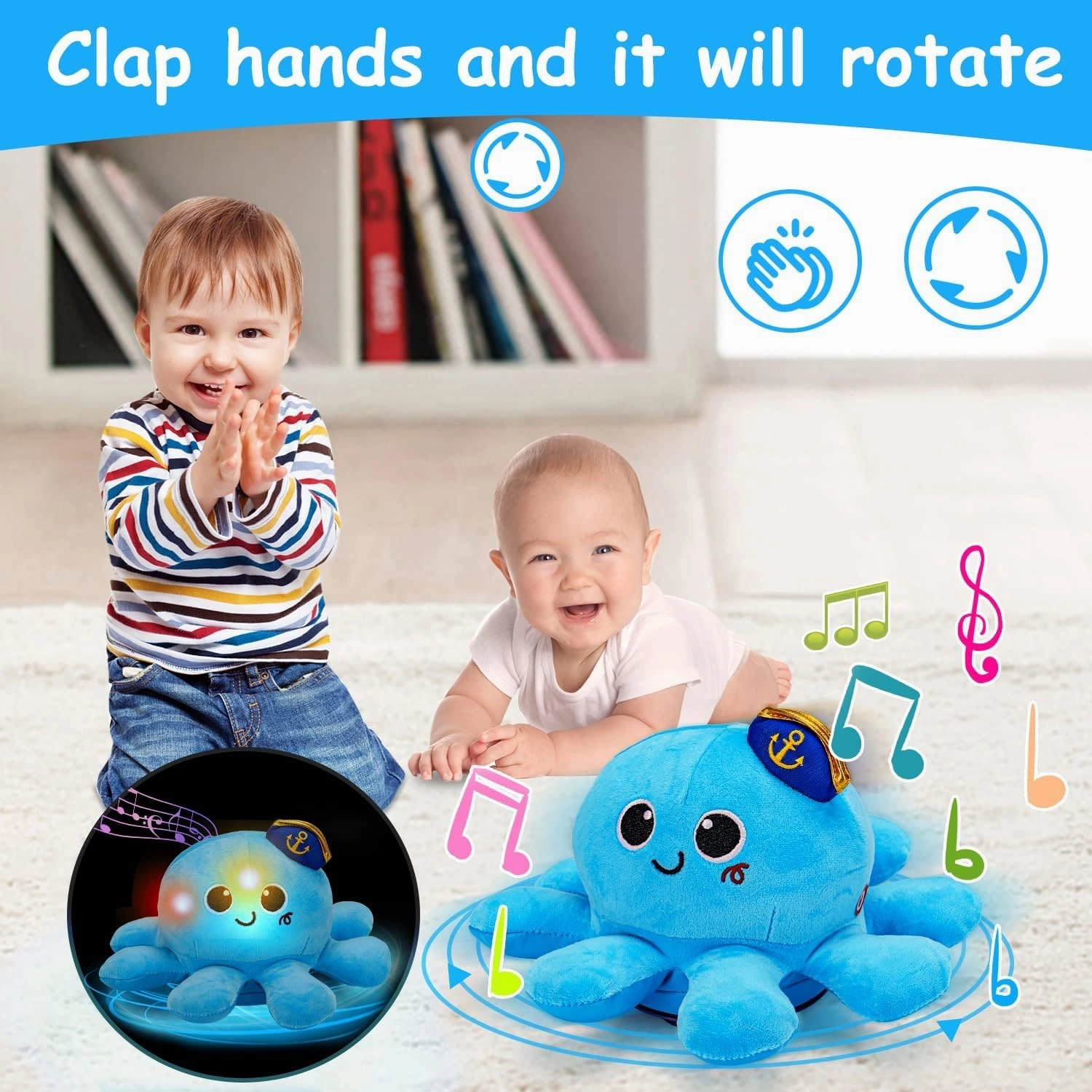 Baby Crawling Toys 6-12 Months Musical Plush Octopus Light up Voice Control Dancing Infant Walking Toys 1 Year Old Boy Girl Babies 0 6 7 8 9 10 12-18 Month Tummy Time Sensory Toddler First Gifts