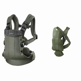 BabyBjörn Baby Carrier Harmony, 3D Mesh, Dark Green & BabyBjörn Baby Carrier Mini, Woven, Dark Green