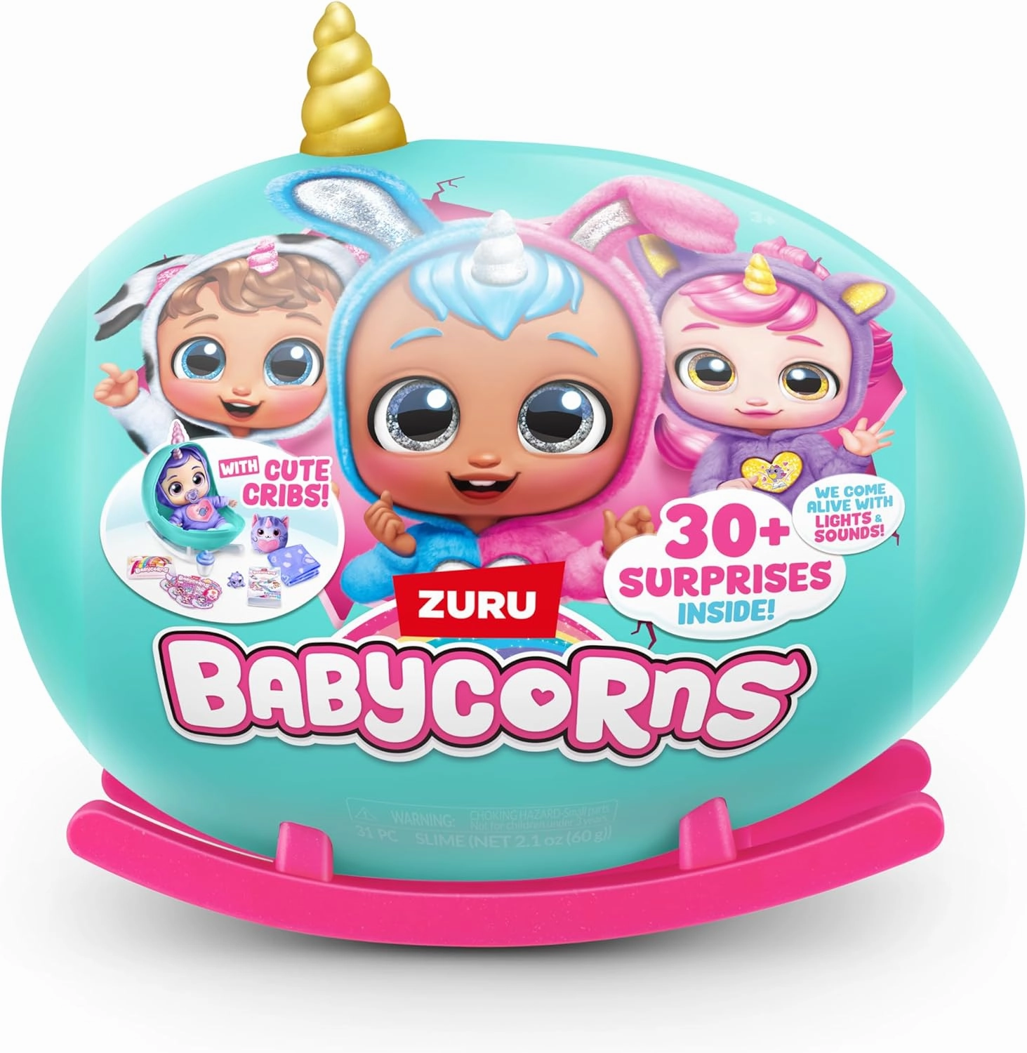 Babycorns Interactive Baby Doll Series 1 Large (Unicorn) by ZURU with Lights and Sounds, Magical Babydolls, Surprise, Unboxing, Girls, Dolls, Story