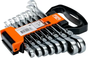 Bahco 41RM/SH8 Ratchet Combination Wrench with Swivel Head, Silver, 8-19 mm, Set of 8 Pieces
