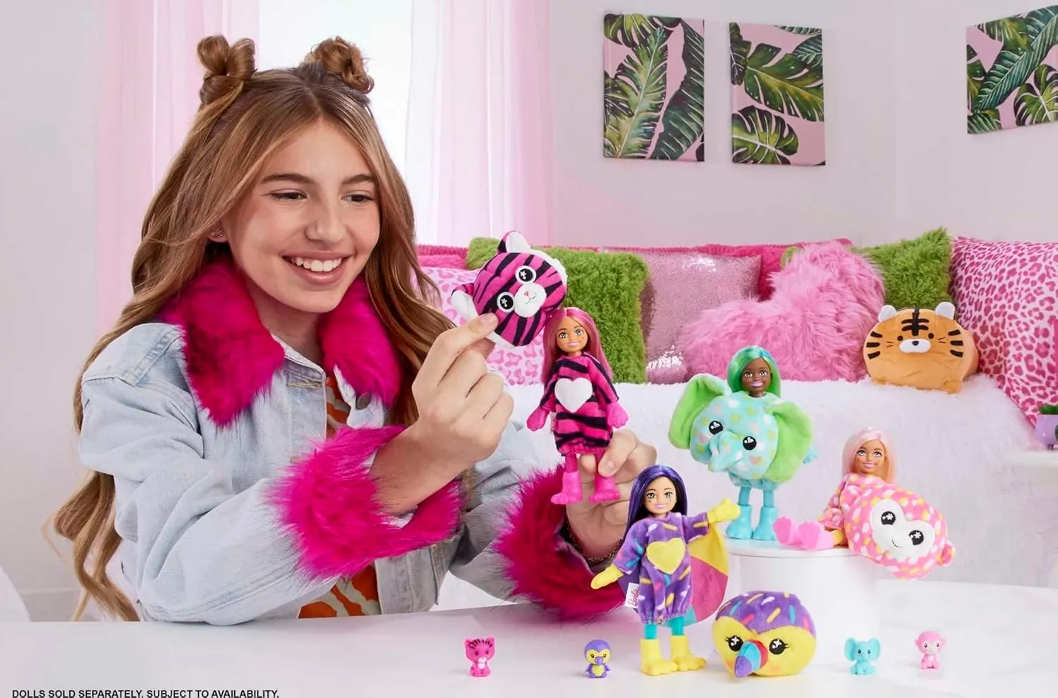 Barbie Cutie Reveal Chelsea Small Doll, Jungle Series Tiger Plush Costume, 7 Surprises Including Mini Pet & Color Change