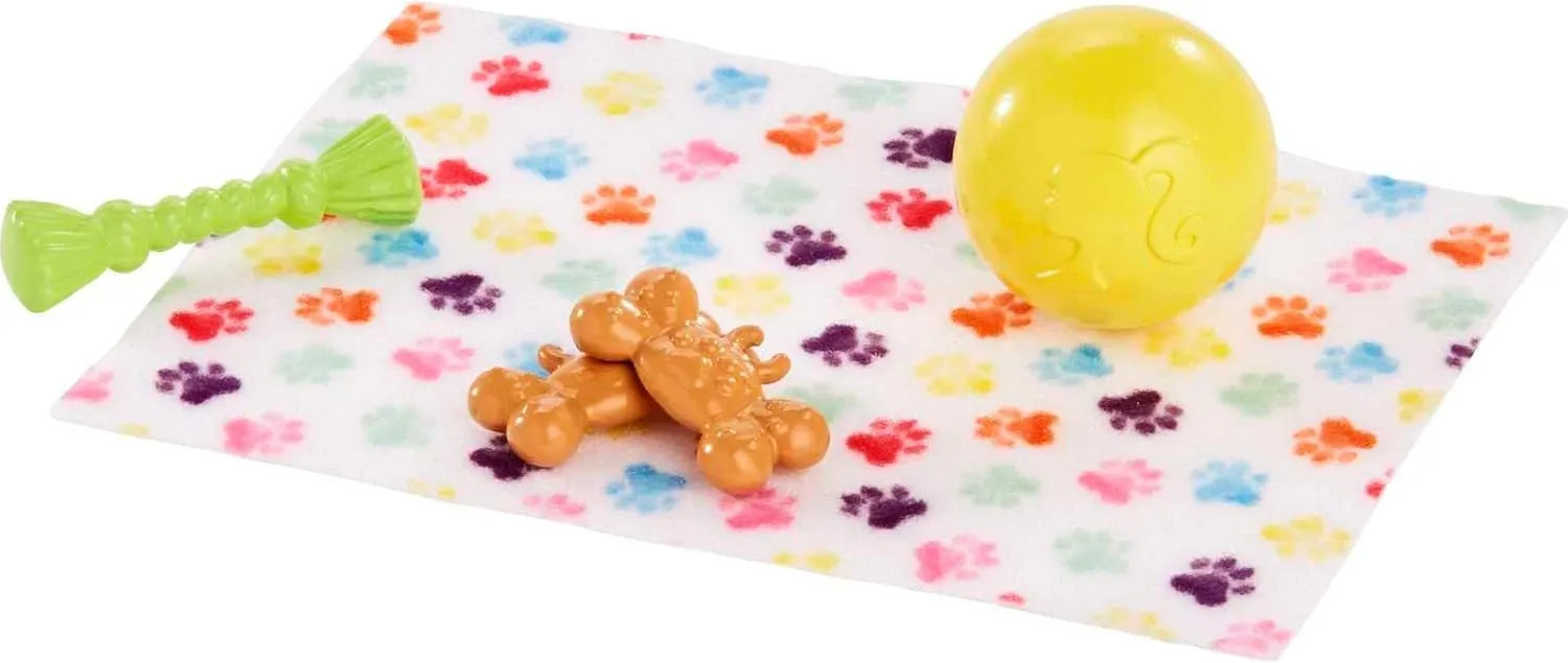 Barbie Pets and Accessories, Interactive Wagging & Nodding Puppy Playset with Pet Bed, 11 Total Animal-Themed Pieces