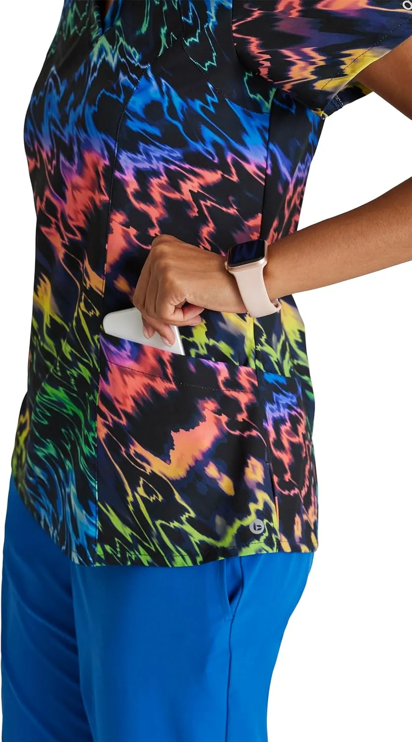 BARCO One Printed Scrub Top for Women - V-Neck Medical Top, Eco-Friendly Fabric, 4-Way Stretch Women's Scrub Top