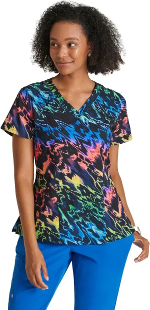 BARCO One Printed Scrub Top for Women - V-Neck Medical Top, Eco-Friendly Fabric, 4-Way Stretch Women's Scrub Top