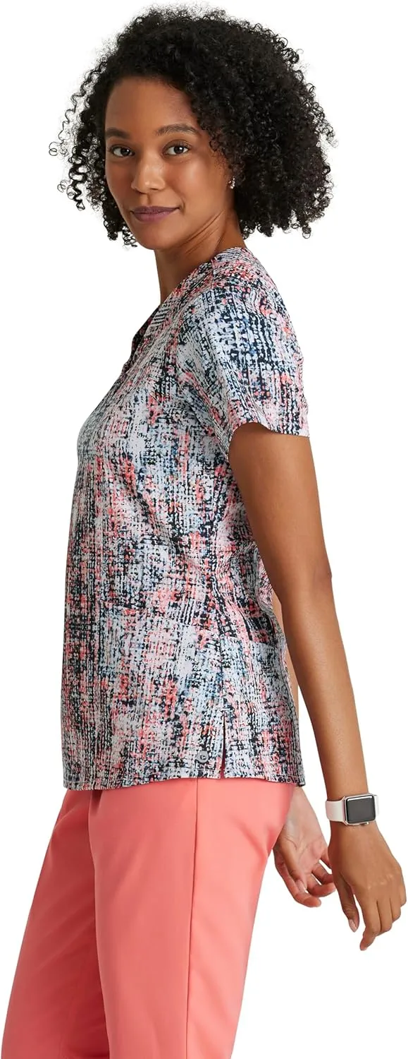 BARCO One Printed Scrub Top for Women - V-Neck Medical Top, Eco-Friendly Fabric, 4-Way Stretch Women's Scrub Top