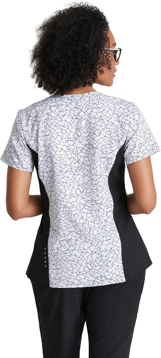 BARCO One Printed Scrub Top for Women - V-Neck Medical Top, Eco-Friendly Fabric, 4-Way Stretch Women's Scrub Top