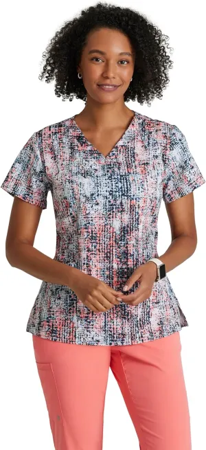 BARCO One Printed Scrub Top for Women - V-Neck Medical Top, Eco-Friendly Fabric, 4-Way Stretch Women's Scrub Top