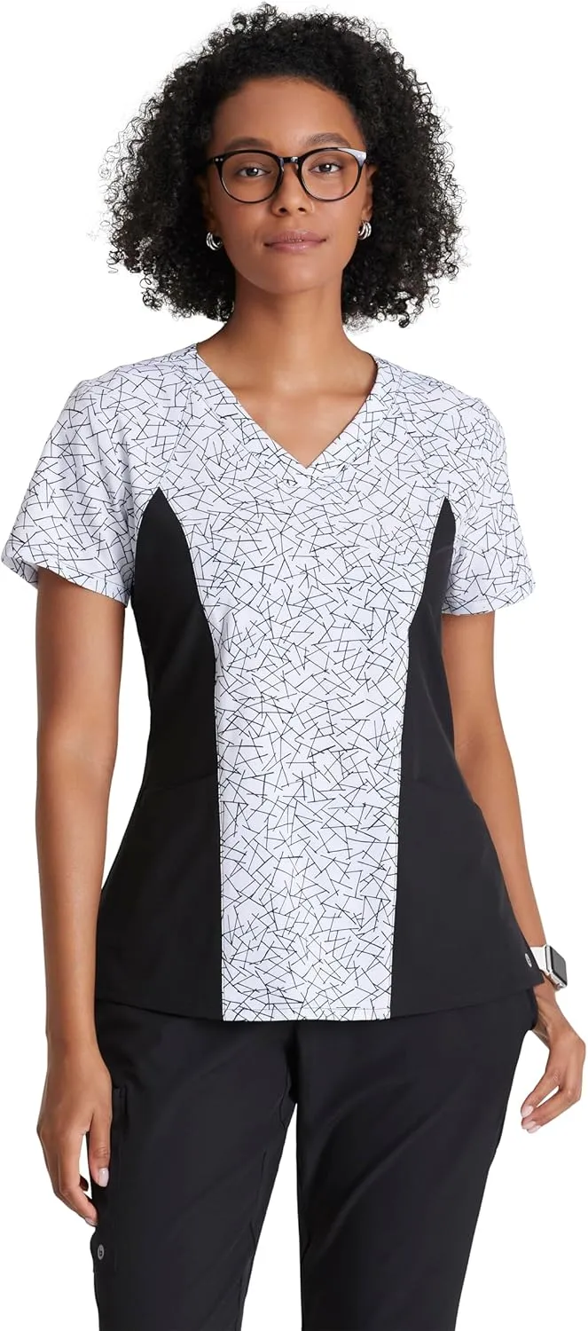 BARCO One Printed Scrub Top for Women - V-Neck Medical Top, Eco-Friendly Fabric, 4-Way Stretch Women's Scrub Top