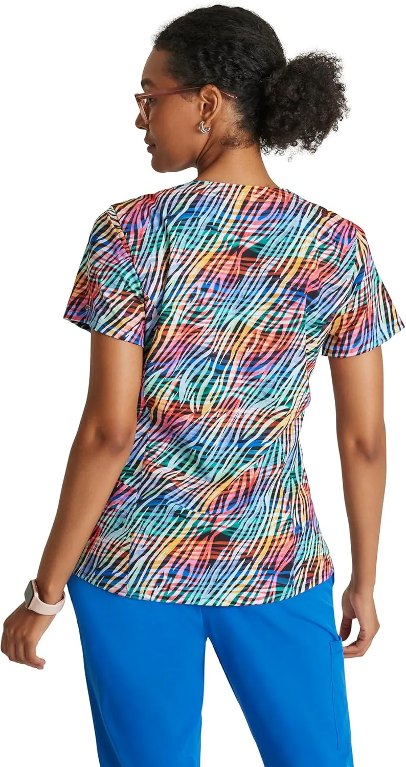 BARCO One Printed Scrub Top for Women - V-Neck Medical Top, Eco-Friendly Fabric, 4-Way Stretch Women's Scrub Top