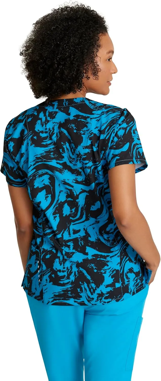 BARCO One Printed Scrub Top for Women - V-Neck Medical Top, Eco-Friendly Fabric, 4-Way Stretch Women's Scrub Top