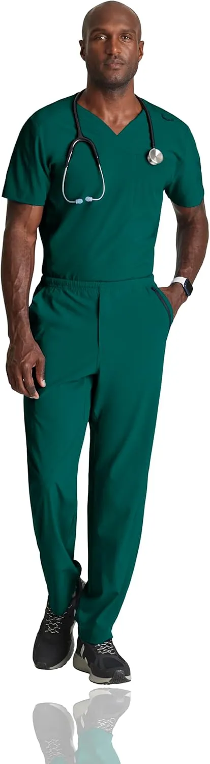 BARCO One Velocity Scrub Top for Men - V-Neck Medical Top, Eco-Friendly Fabric, 4-Way Stretch Men's Scrub Top