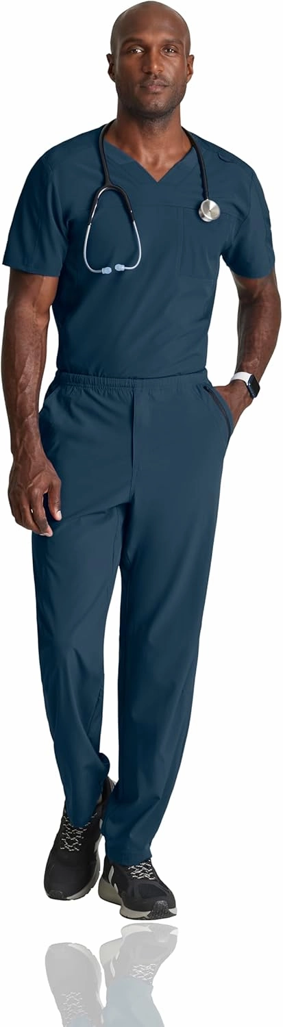 BARCO One Velocity Scrub Top for Men - V-Neck Medical Top, Eco-Friendly Fabric, 4-Way Stretch Men's Scrub Top