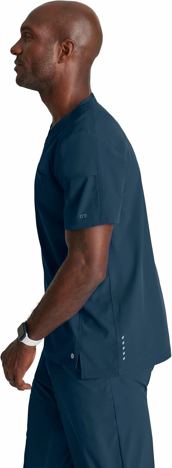 BARCO One Velocity Scrub Top for Men - V-Neck Medical Top, Eco-Friendly Fabric, 4-Way Stretch Men's Scrub Top
