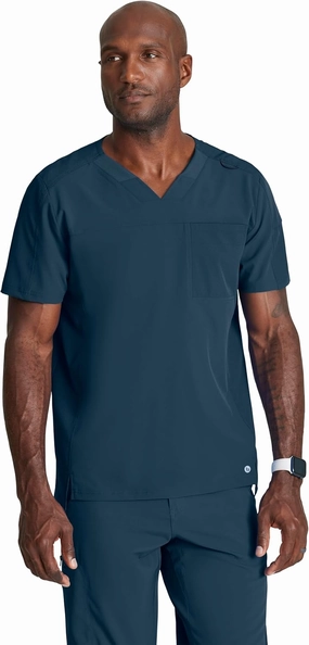 BARCO One Velocity Scrub Top for Men - V-Neck Medical Top, Eco-Friendly Fabric, 4-Way Stretch Men's Scrub Top