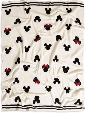 Barefoot Dreams CozyChic Classic Disney Logo Throw, Blanket, Cream-45” x 60”