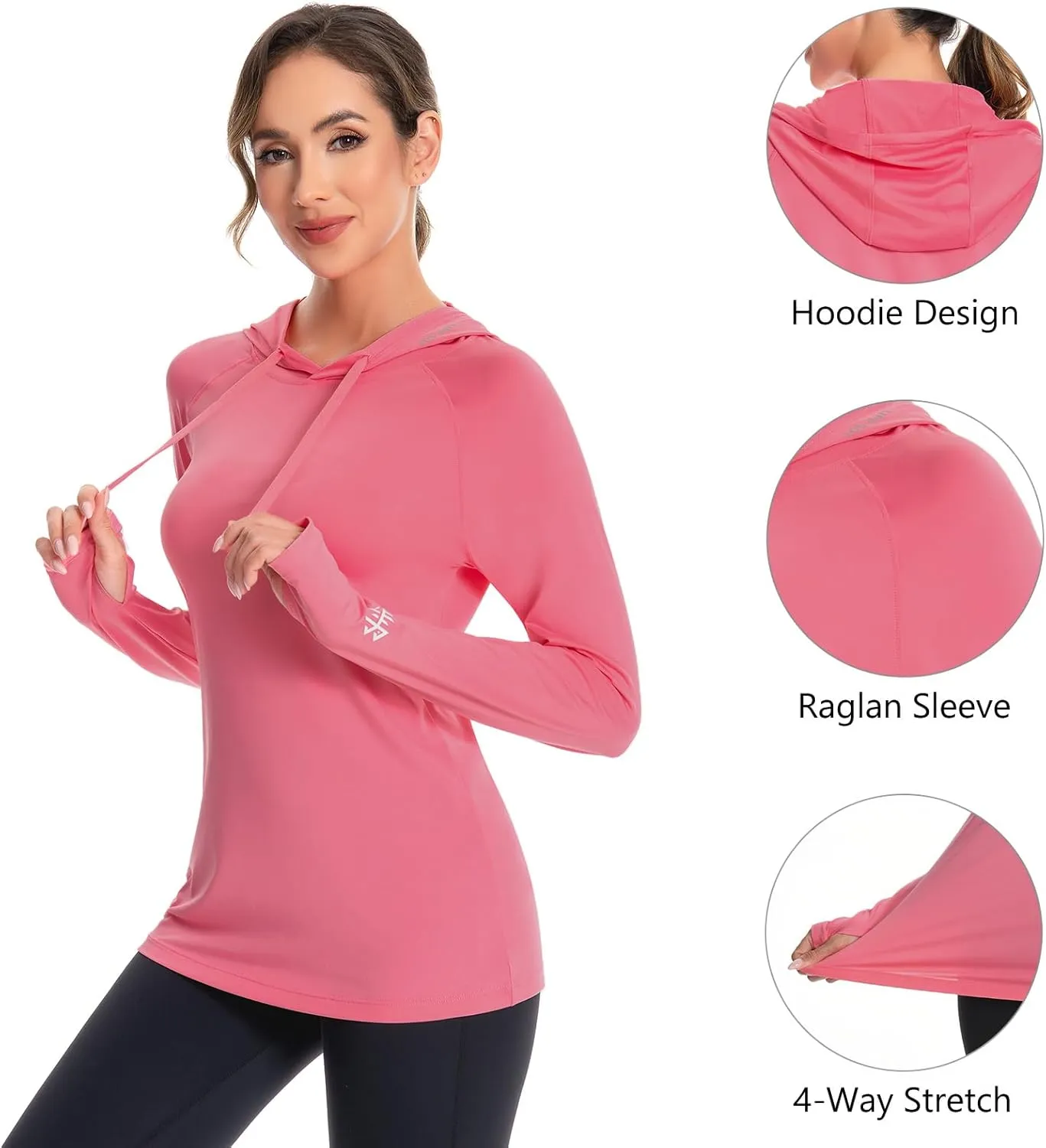 BASSDASH Women’s UPF 50  Hiking Fishing Hoodie UV Shirt Long Sleeve Outdoor Activewear Breathable Lightweight Stretch