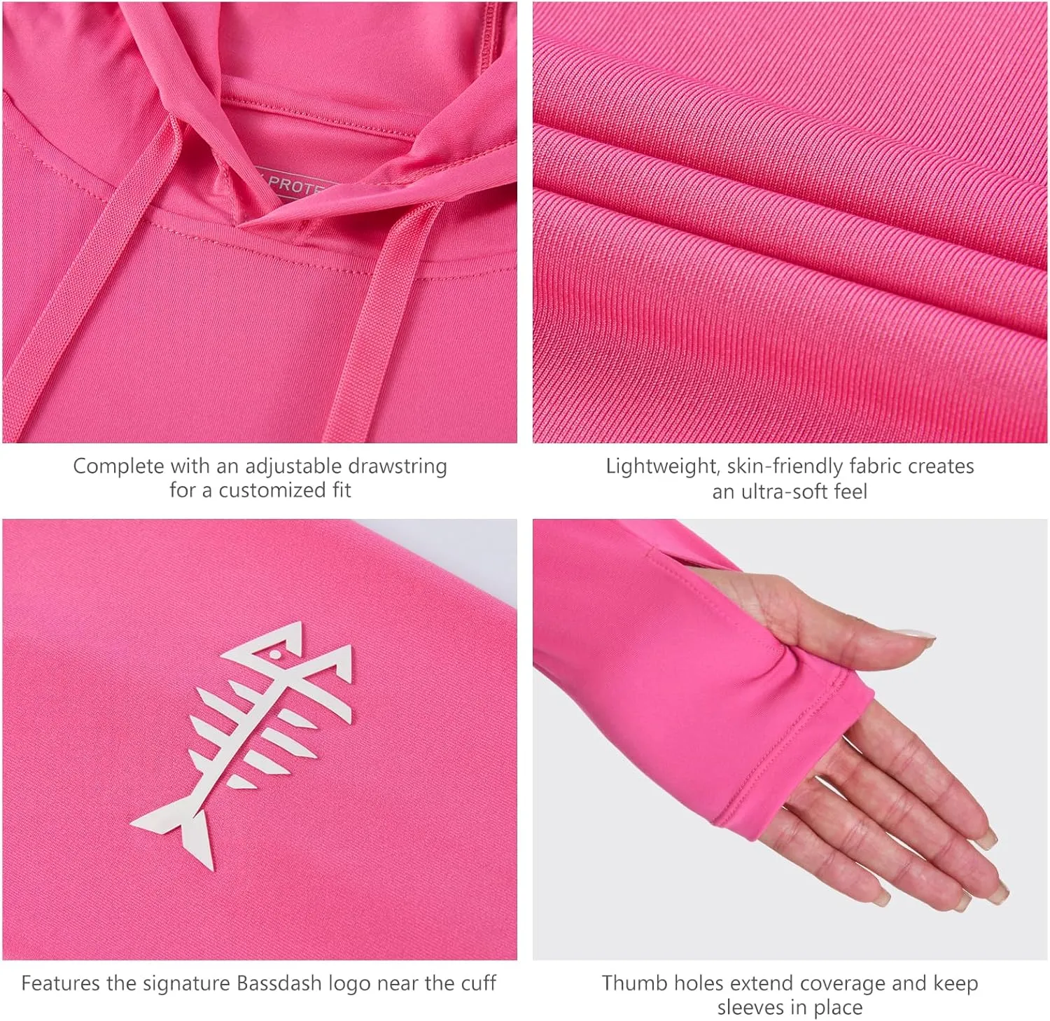 BASSDASH Women’s UPF 50  Hiking Fishing Hoodie UV Shirt Long Sleeve Outdoor Activewear Breathable Lightweight Stretch