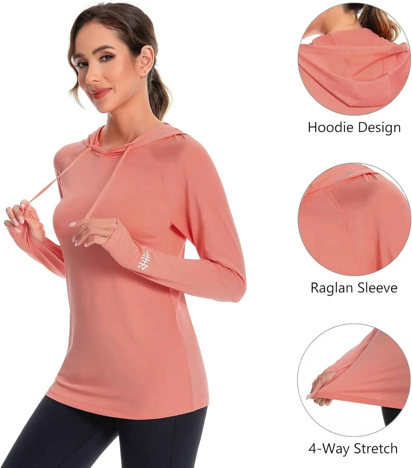 BASSDASH Women’s UPF 50  Hiking Fishing Hoodie UV Shirt Long Sleeve Outdoor Activewear Breathable Lightweight Stretch