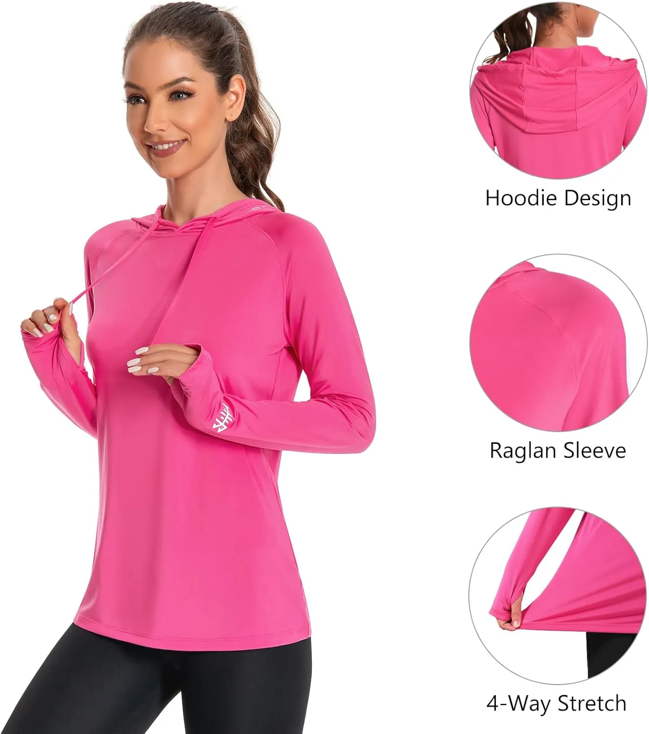 BASSDASH Women’s UPF 50  Hiking Fishing Hoodie UV Shirt Long Sleeve Outdoor Activewear Breathable Lightweight Stretch