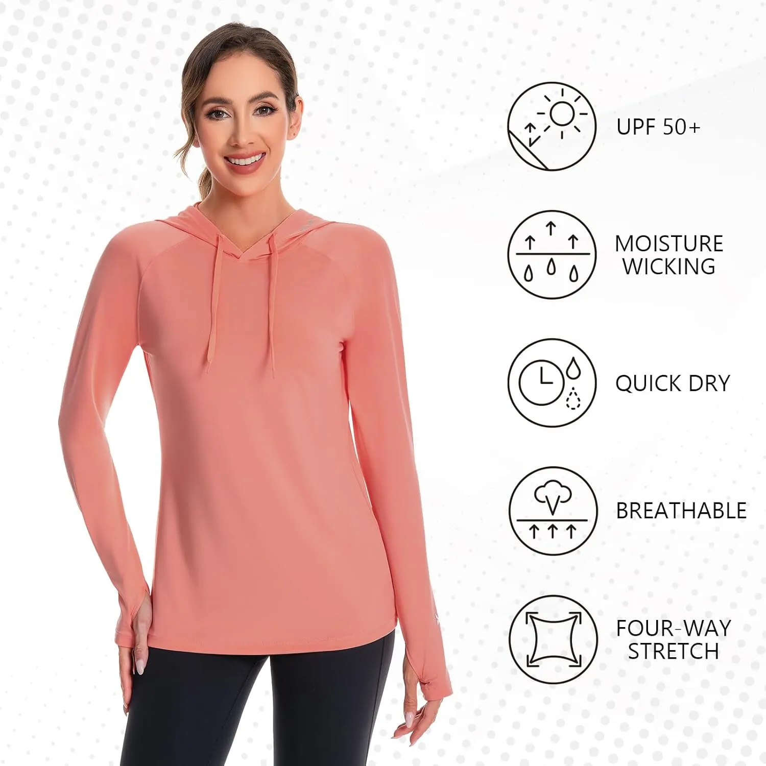 BASSDASH Women’s UPF 50  Hiking Fishing Hoodie UV Shirt Long Sleeve Outdoor Activewear Breathable Lightweight Stretch