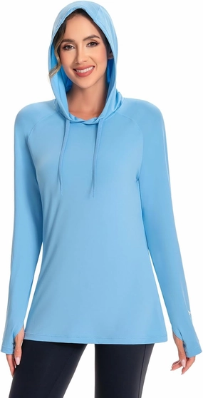 BASSDASH Women’s UPF 50  Hiking Fishing Hoodie UV Shirt Long Sleeve Outdoor Activewear Breathable Lightweight Stretch