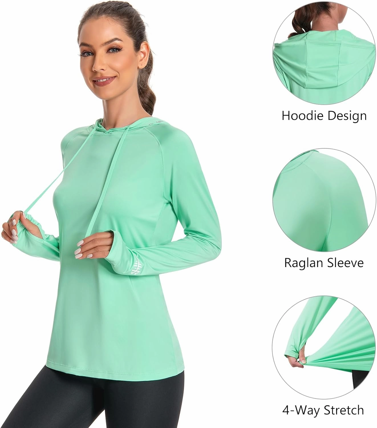 BASSDASH Women’s UPF 50  Hiking Fishing Hoodie UV Shirt Long Sleeve Outdoor Activewear Breathable Lightweight Stretch