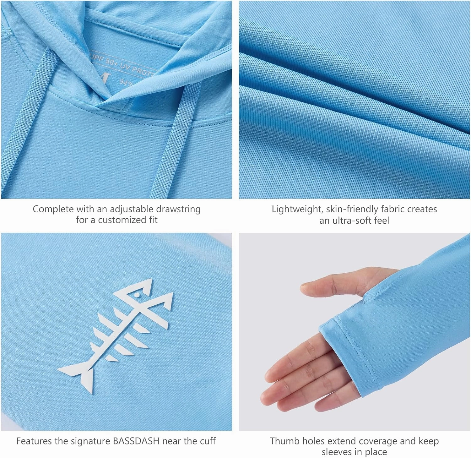 BASSDASH Women’s UPF 50  Hiking Fishing Hoodie UV Shirt Long Sleeve Outdoor Activewear Breathable Lightweight Stretch
