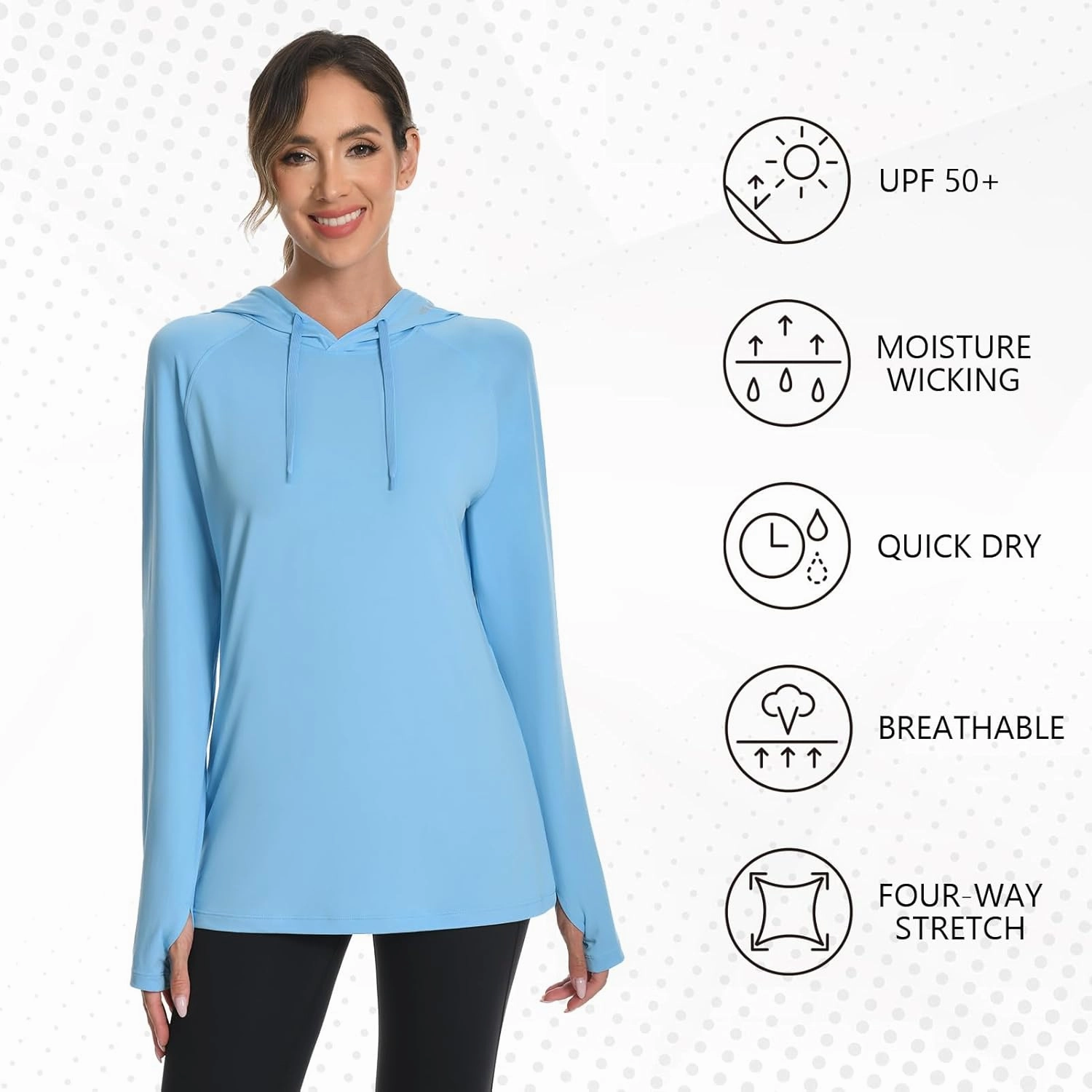 BASSDASH Women’s UPF 50  Hiking Fishing Hoodie UV Shirt Long Sleeve Outdoor Activewear Breathable Lightweight Stretch