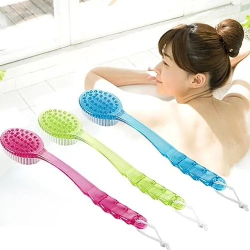 Bath Shower Back Brush,CONSTR Household Cleaning ToolsLong Handled Body Bath Shower Back Brush Scrubber Massager Skin Cleaning Tool - Blue
