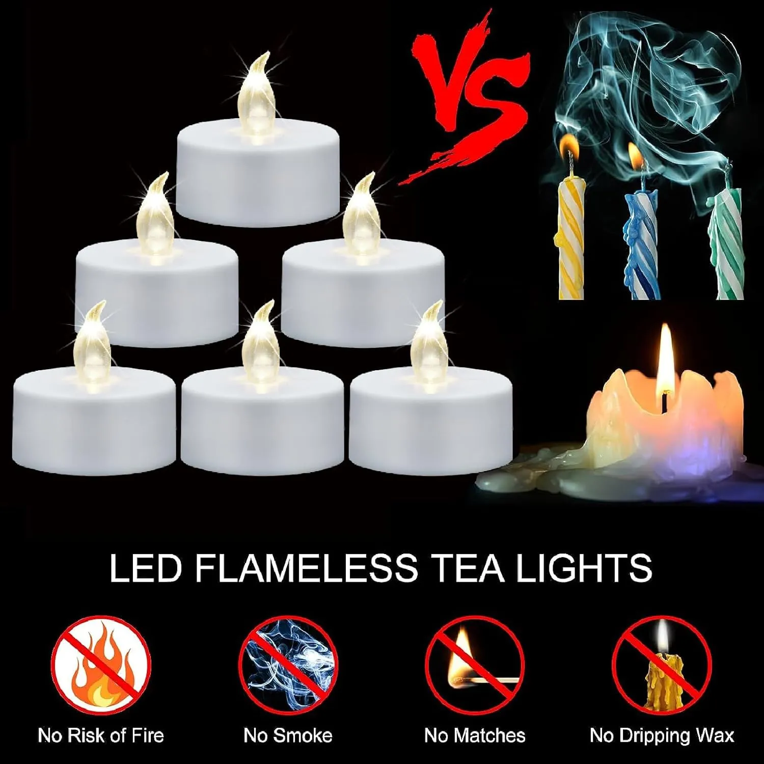 Battery Operated Tea Lights with Remote, Flickering Flameless Candle with Timer,24Pack Realistic Votive Led Electric Tealights,Last for 400 Hours,for Weddings Party Decor(Warm White)