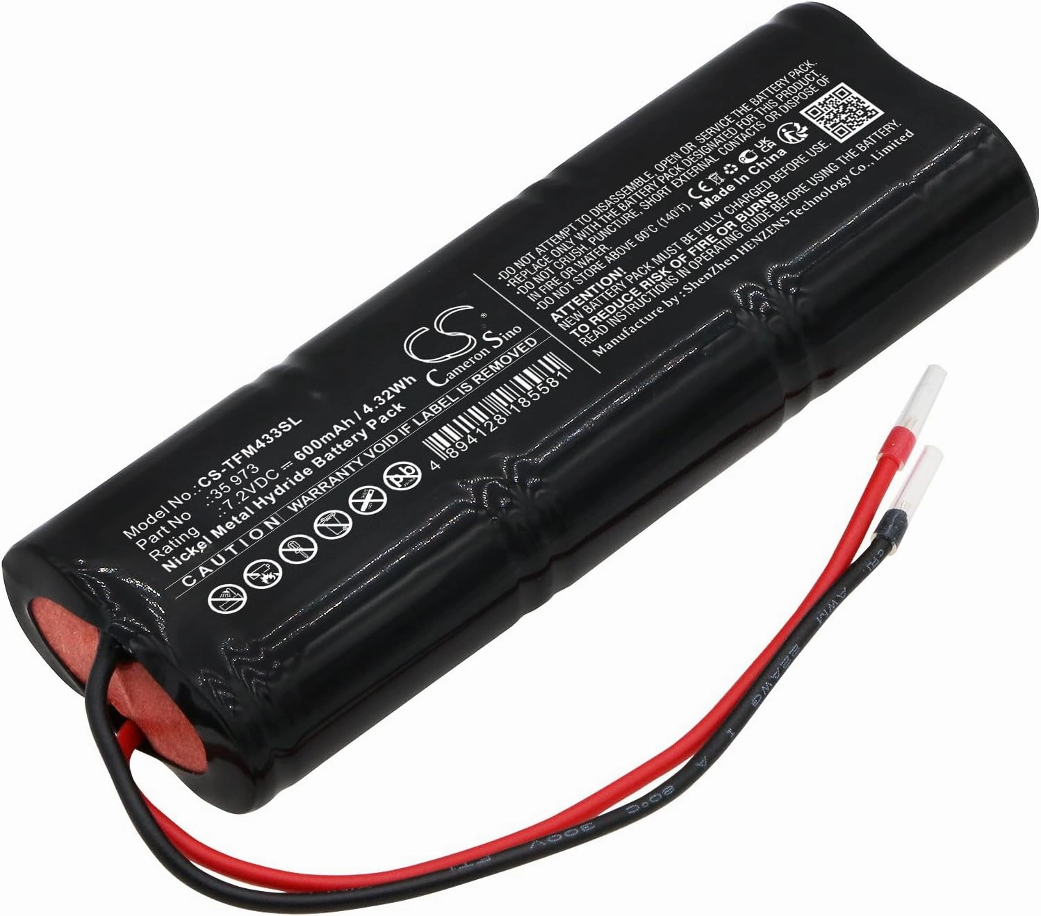 Battery Compatible with TELENOT 35 973, 6/N-270AA, F1011/S, FM 433, Part Number: 35 973, 600mAh