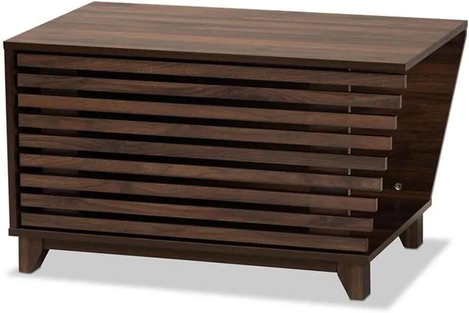 Baxton Studio Eckhart Modern and Contemporary Walnut Brown Finished Wood Cat Litter Box Cover House