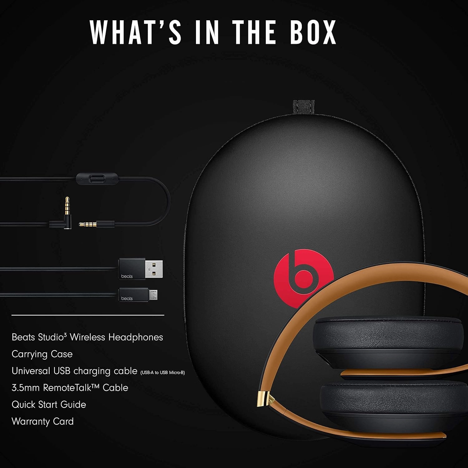 Beats Studio3 Wireless Over-Ear Headphones The beats Skyline Collection - Midnight Black (Renewed)
