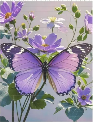 Beautiful Purple Butterfly Floral Building Block Puzzle Personalized Building Bricks for Adults Block Puzzle Building DIY Brick Block Puzzles Valentine's Day Gifts for Home Decor Brick Puzzle