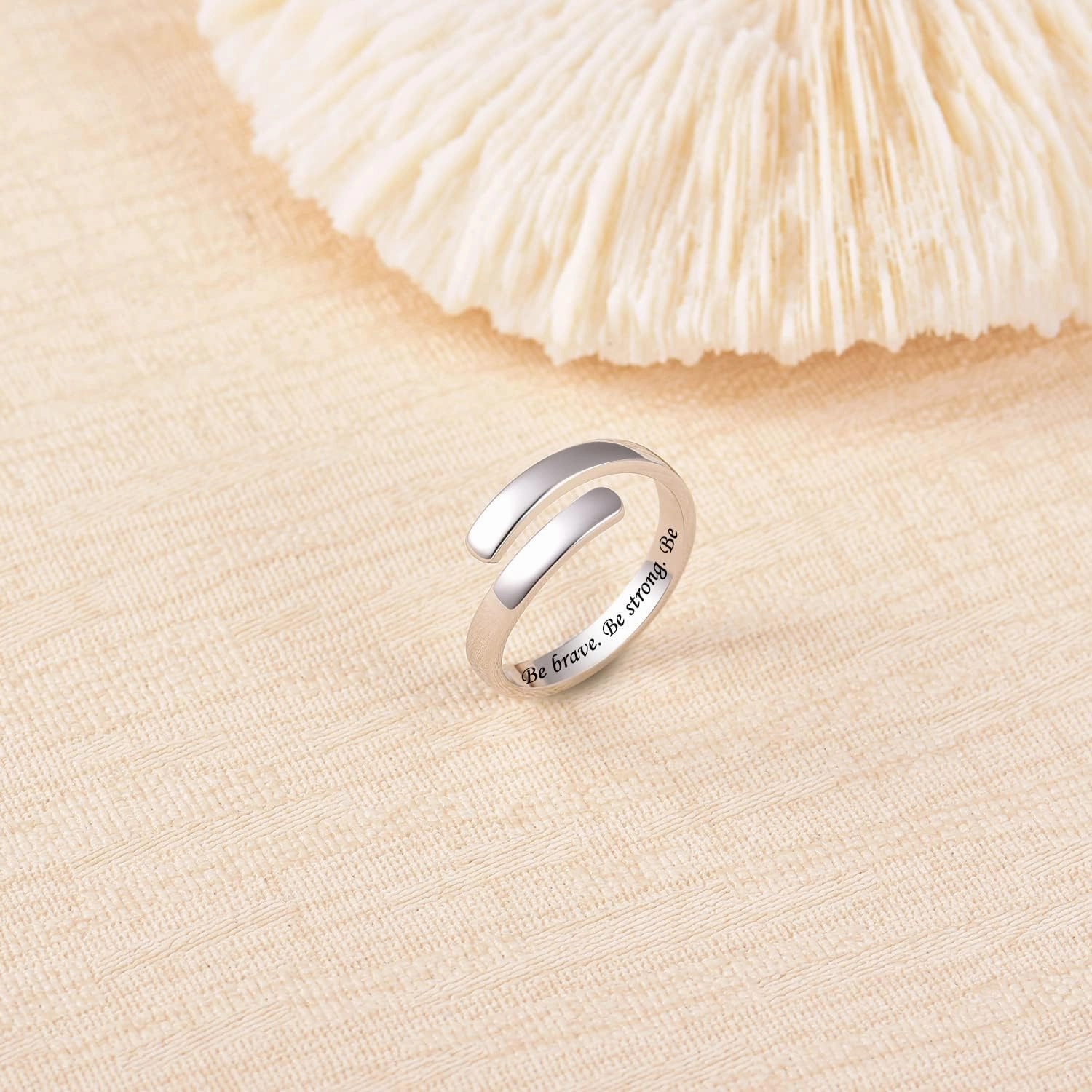 BEILIN 925 Sterling Silver Inspirational Jewelry Rings Adjustable Ring Personality Encouragement Gift for Teens Women