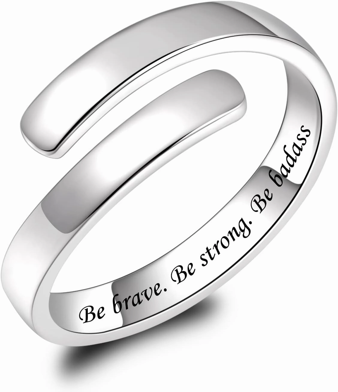 BEILIN 925 Sterling Silver Inspirational Jewelry Rings Adjustable Ring Personality Encouragement Gift for Teens Women