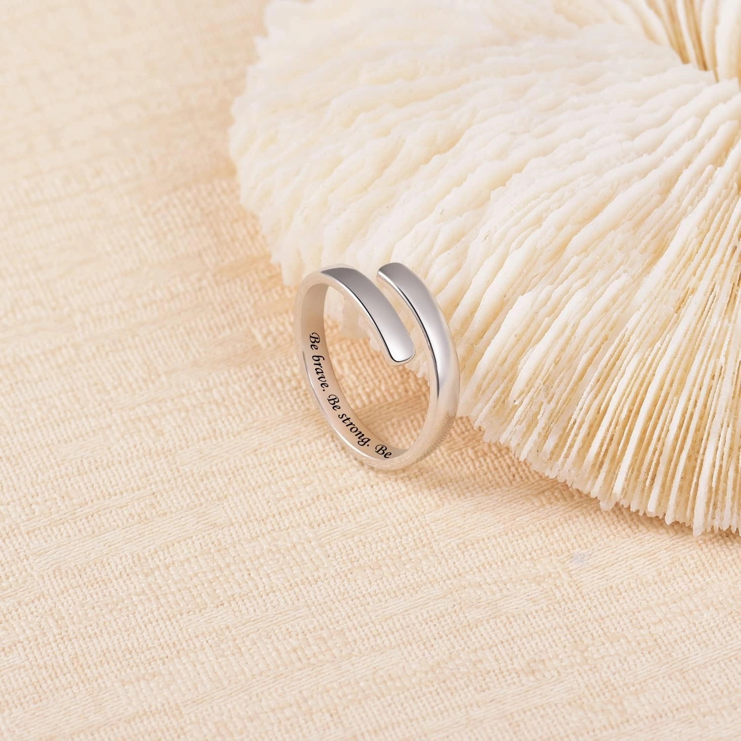 BEILIN 925 Sterling Silver Inspirational Jewelry Rings Adjustable Ring Personality Encouragement Gift for Teens Women