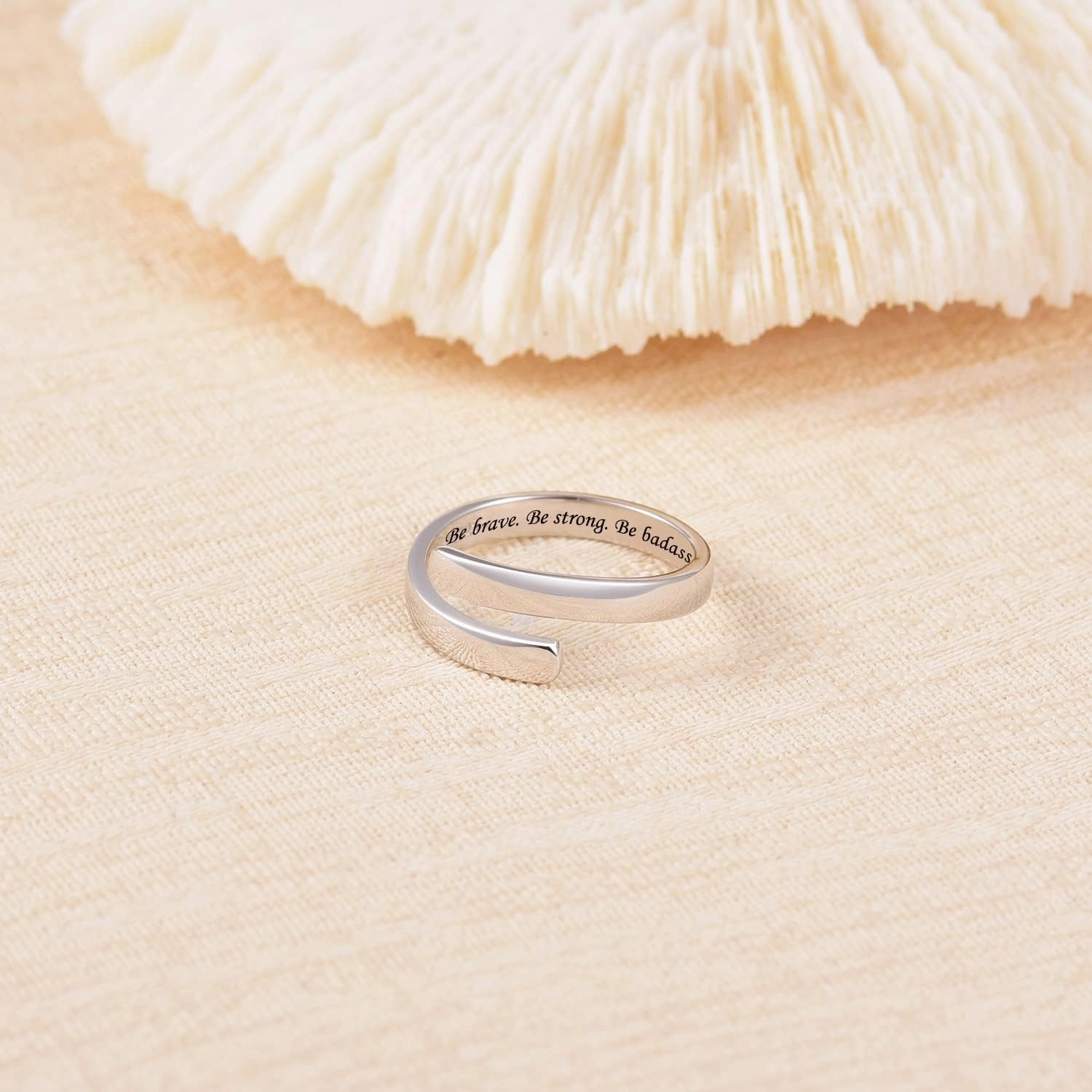 BEILIN 925 Sterling Silver Inspirational Jewelry Rings Adjustable Ring Personality Encouragement Gift for Teens Women