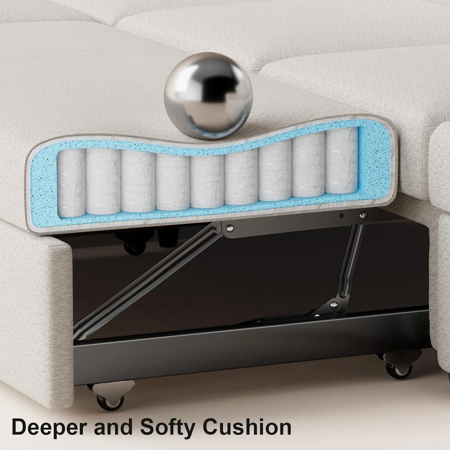 Belffin Modular Sectional Sleeper Sofa Bed with Pull Out Couch, Oversized U Shaped Sleeper Pull Out Bed with Storage Loveseat, Convertible Sectional Couches for Living Room, White