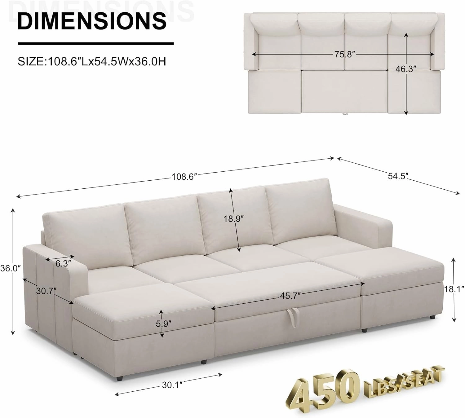 Belffin Modular Sectional Sleeper Sofa Bed with Pull Out Couch, U Shaped Sleeper Pull Out Bed, Convertible Sectional Couches for Living Room, Beige