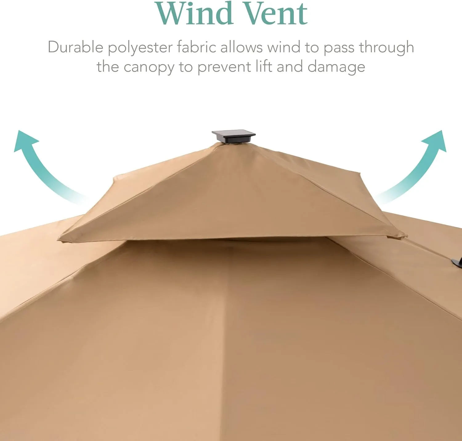 Best Choice Products 10x10ft Cantilever Patio Umbrella w/Base Included, Solar LED Lights 360 Rotation Large Offset Hanging Outdoor Shade for Deck Pool Backyard w/Stand – Tan