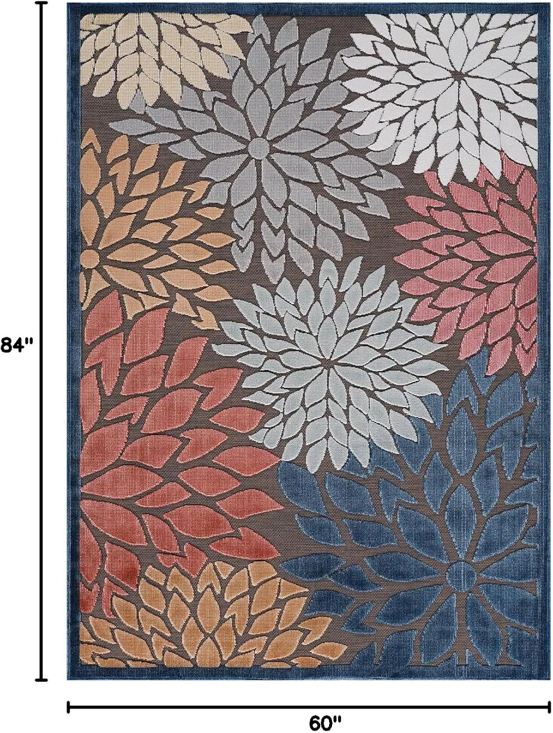 Beverly Rug Outdoor Rug 5x7 Modern Floral Tropical Area Rugs for Indoor and Outdoor Patio Easy to Clean Non Shedding Living Room Porch Garden Washable Outside Carpet (5 x 7 Brown)