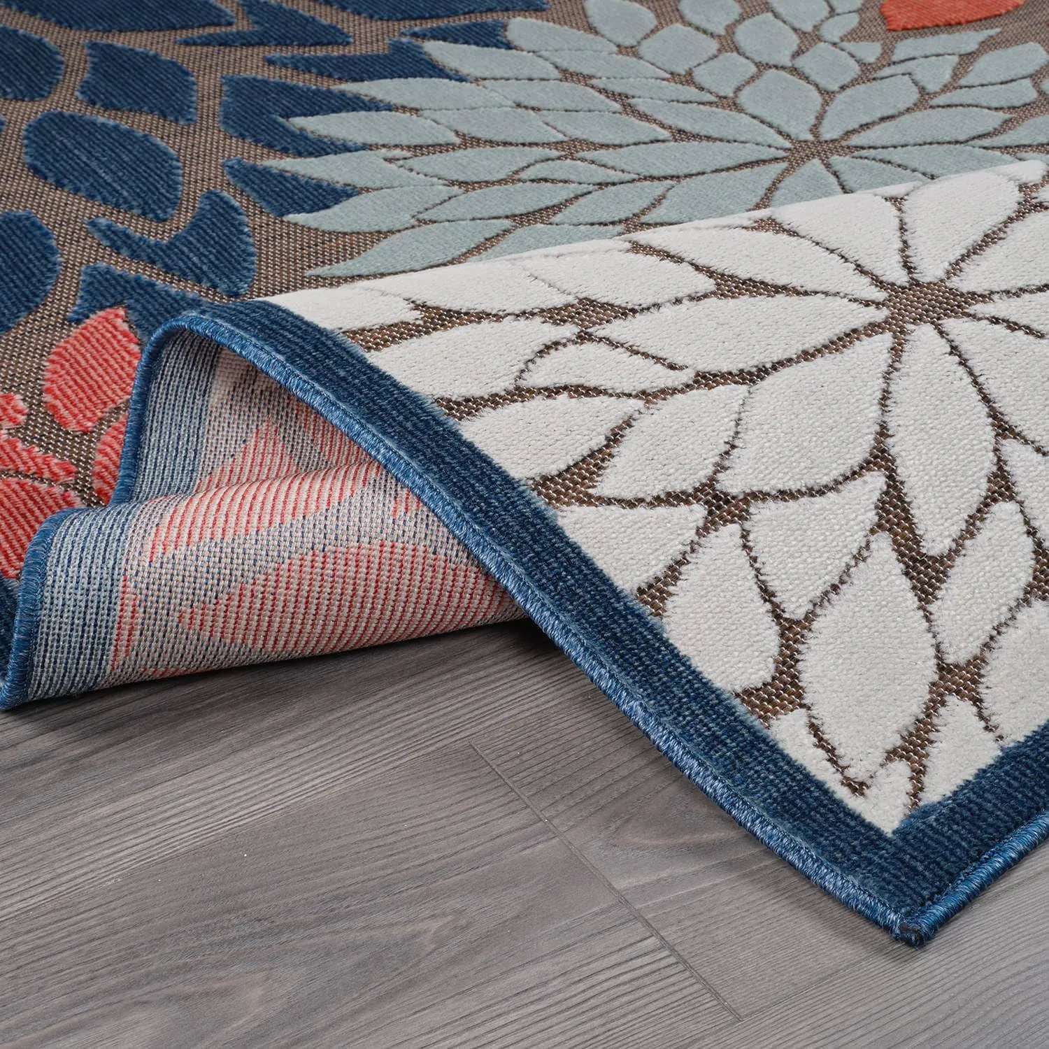 Beverly Rug Outdoor Rug 5x7 Modern Floral Tropical Area Rugs for Indoor and Outdoor Patio Easy to Clean Non Shedding Living Room Porch Garden Washable Outside Carpet (5 x 7 Brown)
